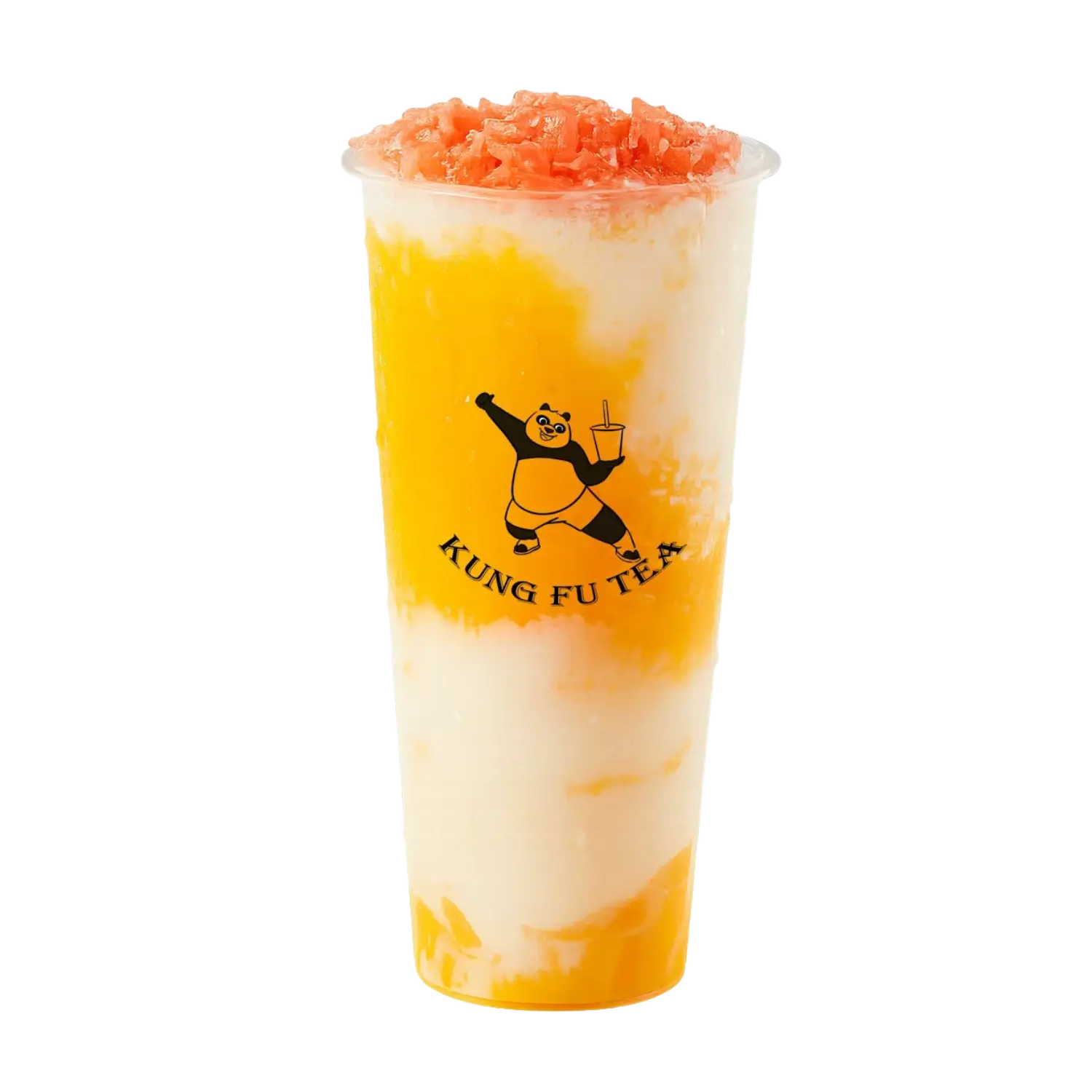 Kung-Fu-Tea-Milk-Tea-Shop-Mango-Yogurt-Tea-Huntington Mango - flavored yogurt tea with fruit toppings at Kung Fu Tea, a Milk Tea Shop in Huntington