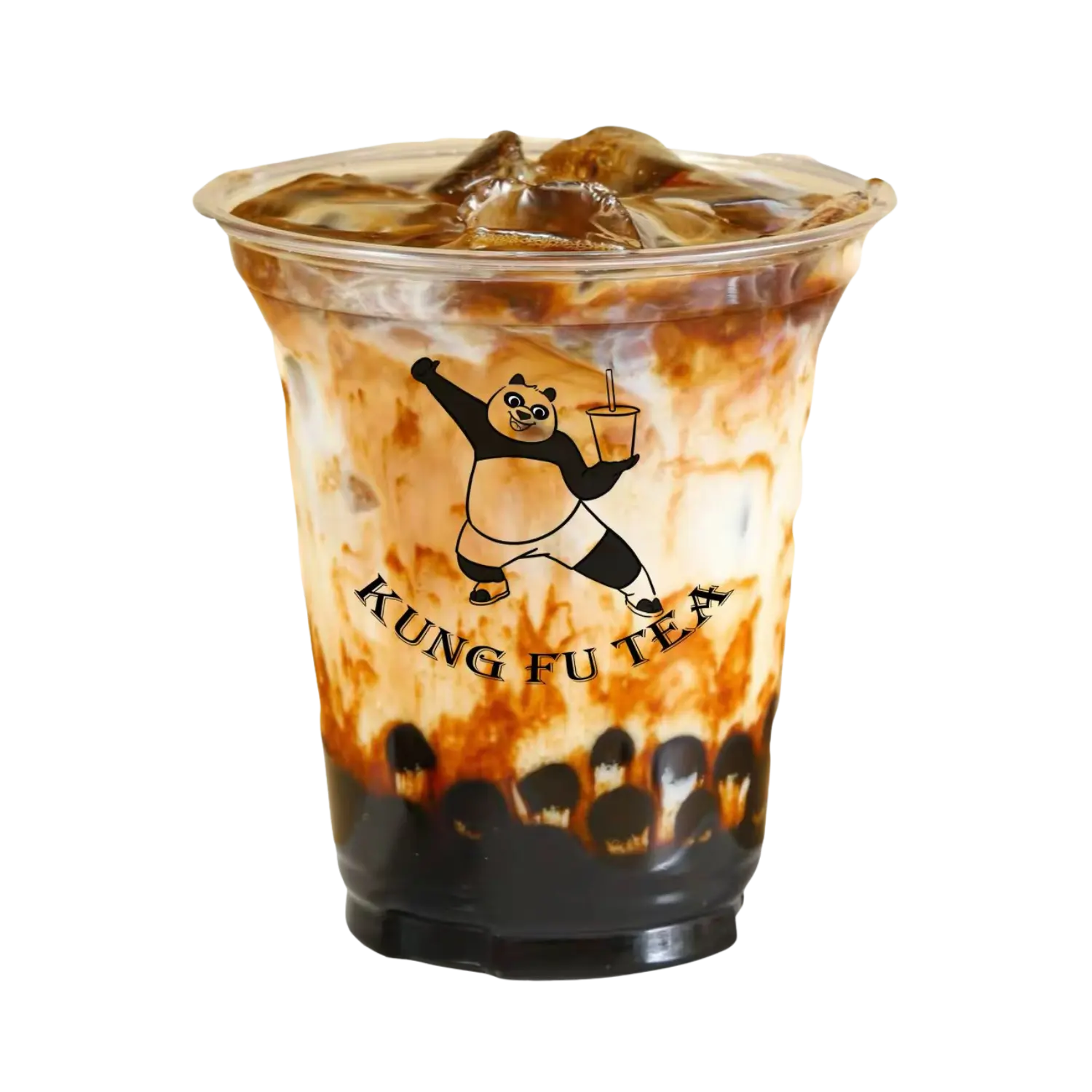 Kung-Fu-Tea-Milk-Tea-Shop-Brown-Sugar-Boba-Milk-Tea-Huntington Classic brown sugar boba milk tea with ice at Kung Fu Tea, a Milk Tea Shop in Huntington